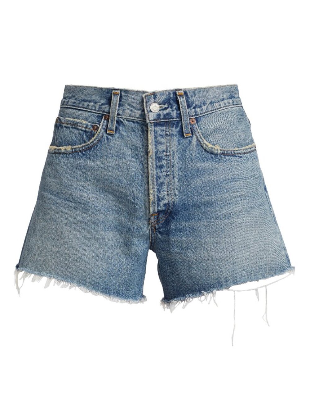 AGOLDE Denim Shorts High Rise Blue Cutoff Frayed Hem
